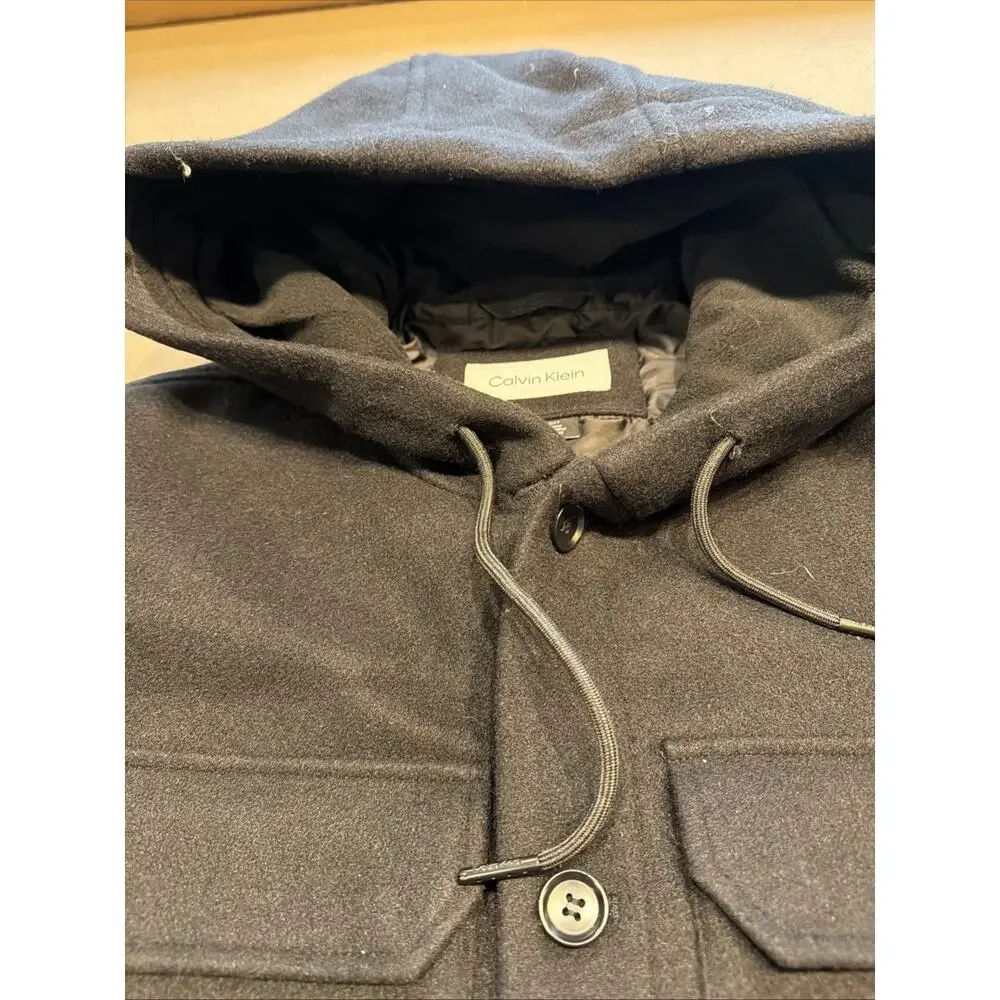 Calvin Klein Men’s Small Hooded Shirt Jacket Black